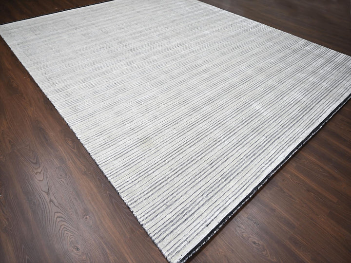 12'2" x 15'0" New Hand Loomed Ivory Wool and Plant based Silk Rectangle Oriental Rug - MOA10284394