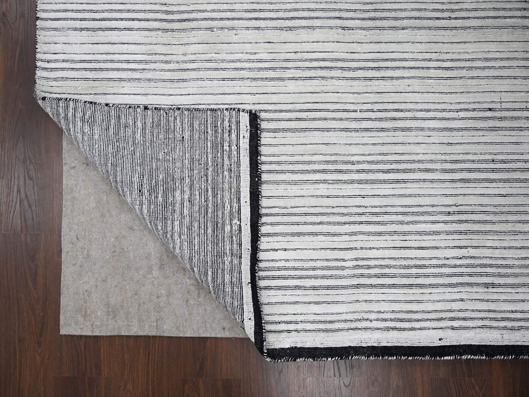 12'2" x 15'0" New Hand Loomed Ivory Wool and Plant based Silk Rectangle Oriental Rug - MOA10284394