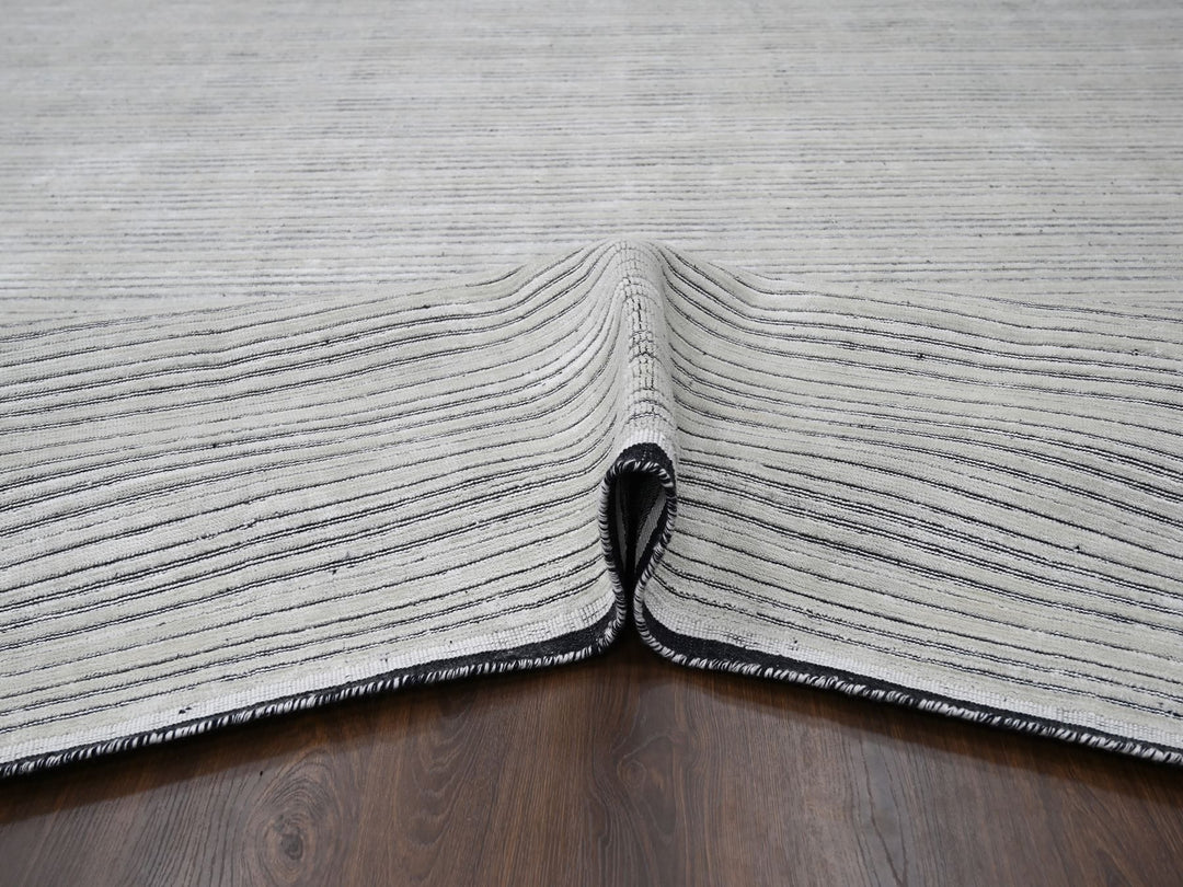 12'2" x 15'0" New Hand Loomed Ivory Wool and Plant based Silk Rectangle Oriental Rug - MOA10284394