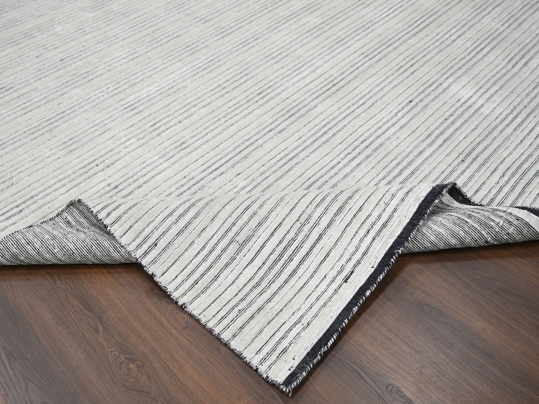 12'2" x 15'0" New Hand Loomed Ivory Wool and Plant based Silk Rectangle Oriental Rug - MOA10284394