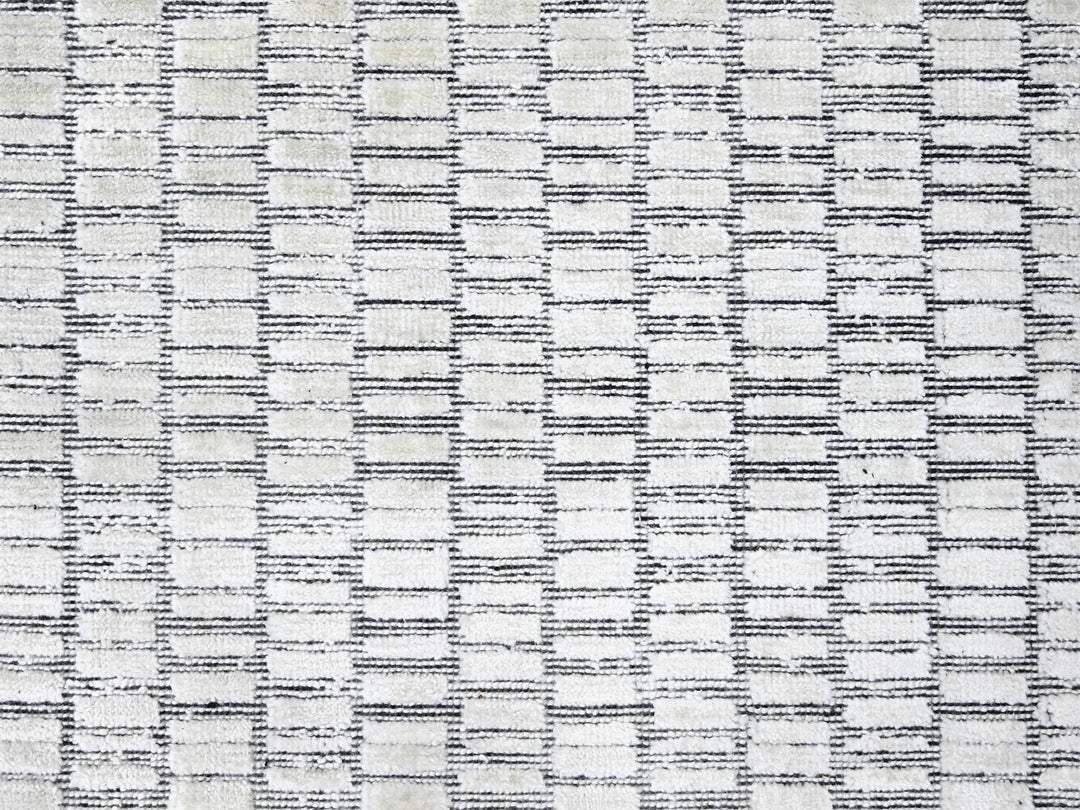 9'0" x 12'1" New Hand Loomed Ivory Wool and Plant based Silk Rectangle Oriental Rug - MOA10284412