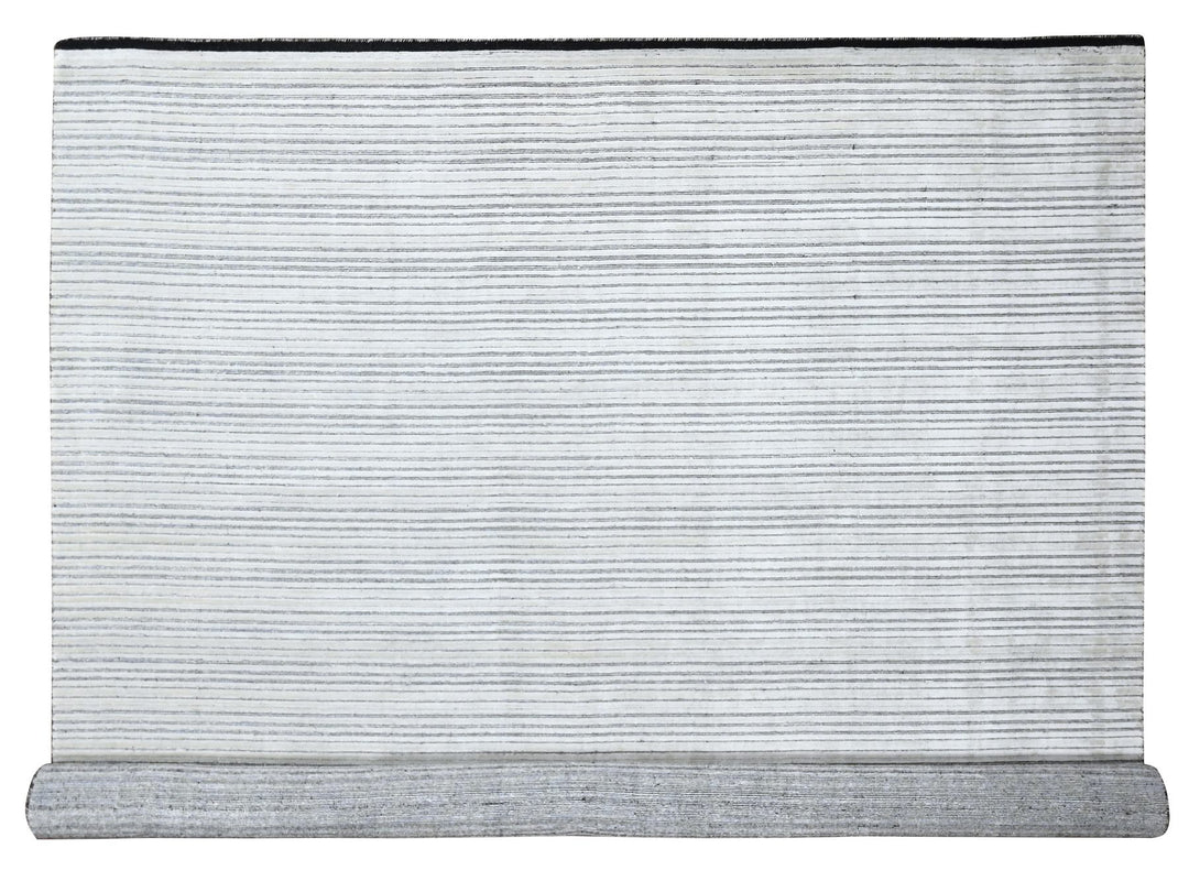 14'0" x 16'0" New Hand Loomed Ivory Wool & Silk Rectangle Oriental Rug - MOA10284456