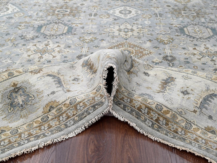 12'2" x 17'11" New Hand Knotted Grey Wool Rectangle Oriental Rug - MOA10284459