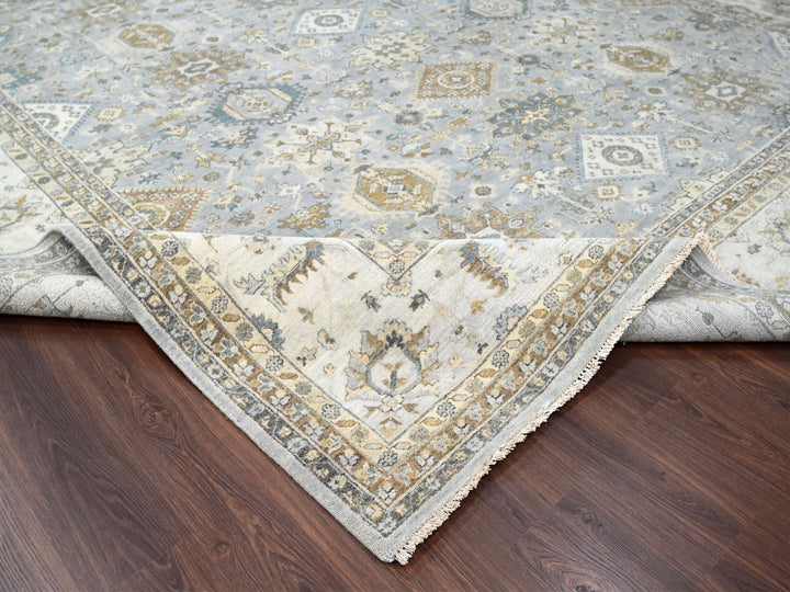 12'2" x 17'11" New Hand Knotted Grey Wool Rectangle Oriental Rug - MOA10284459