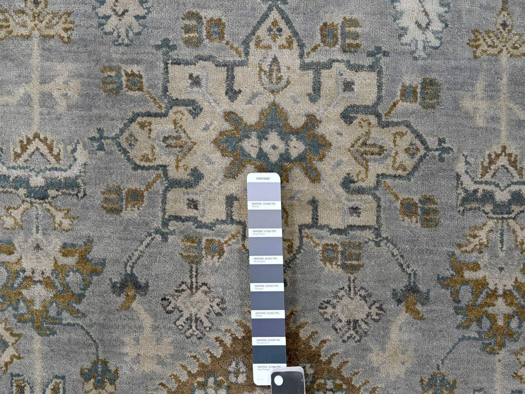 12'2" x 17'11" New Hand Knotted Grey Wool Rectangle Oriental Rug - MOA10284459