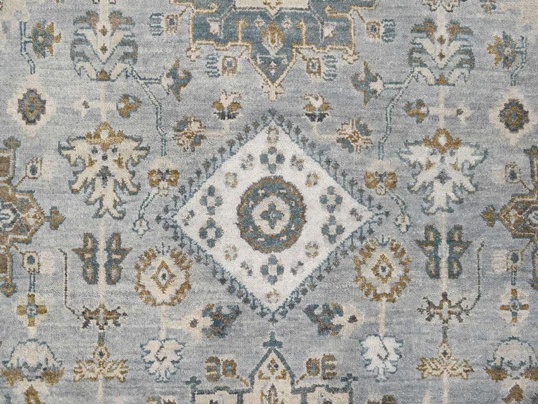 12'2" x 17'11" New Hand Knotted Grey Wool Rectangle Oriental Rug - MOA10284459