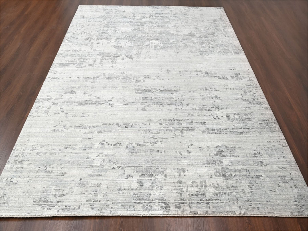 8'11" x 11'11" New Hand Knotted Ivory Wool Rectangle Oriental Rug - MOA10284499