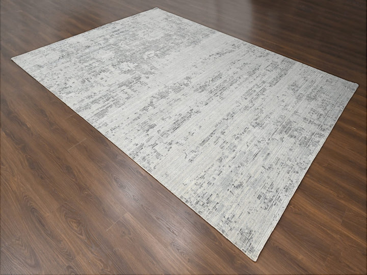 8'11" x 11'11" New Hand Knotted Ivory Wool Rectangle Oriental Rug - MOA10284499