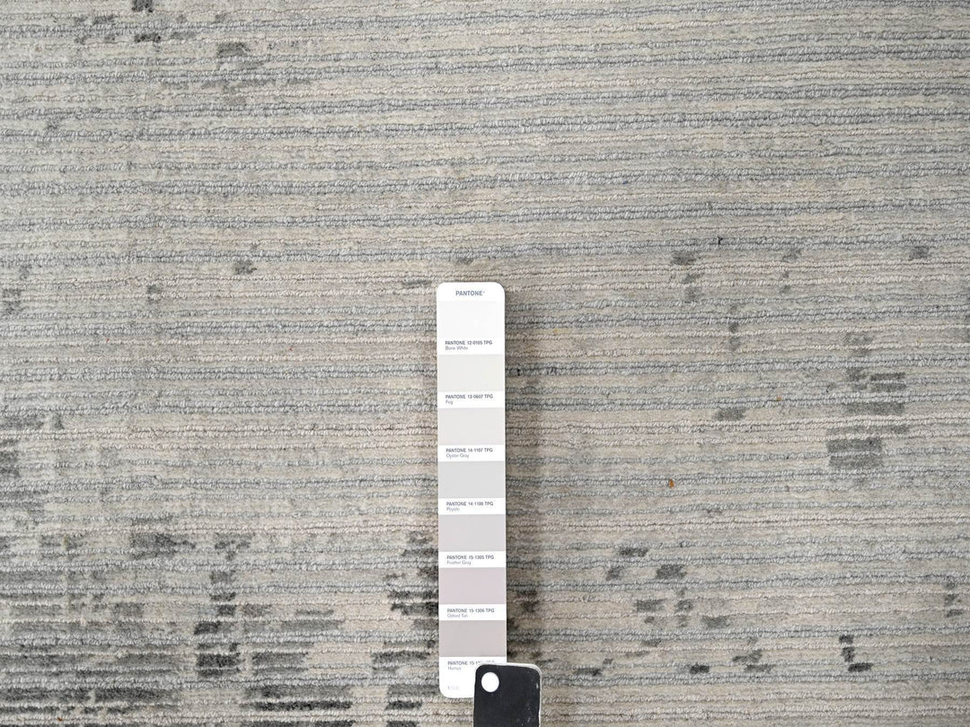 8'11" x 11'11" New Hand Knotted Ivory Wool Rectangle Oriental Rug - MOA10284499