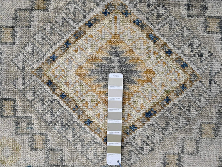 7'11" x 9'11" New Hand Knotted Ivory Wool Rectangle Oriental Rug - MOA10284572