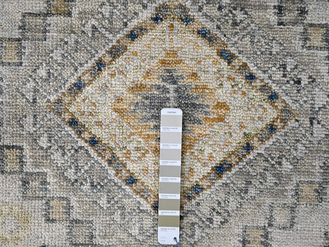 7'11" x 9'11" New Hand Knotted Ivory Wool Rectangle Oriental Rug - MOA10284572