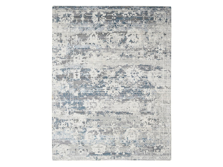 9'3" x 12'0" New Hand Knotted Ivory Wool Rectangle Oriental Rug - MOA10284578