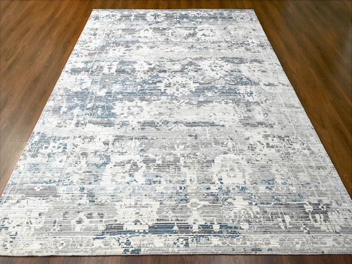 9'3" x 12'0" New Hand Knotted Ivory Wool Rectangle Oriental Rug - MOA10284578