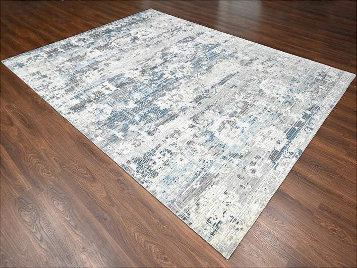 9'3" x 12'0" New Hand Knotted Ivory Wool Rectangle Oriental Rug - MOA10284578