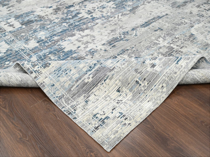 9'3" x 12'0" New Hand Knotted Ivory Wool Rectangle Oriental Rug - MOA10284578