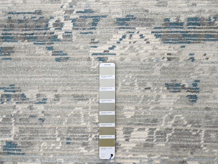 9'3" x 12'0" New Hand Knotted Ivory Wool Rectangle Oriental Rug - MOA10284578