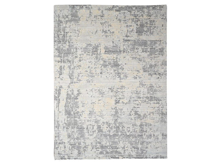 9'0" x 11'10" New Hand Knotted Ivory Wool Rectangle Oriental Rug - MOA10284579