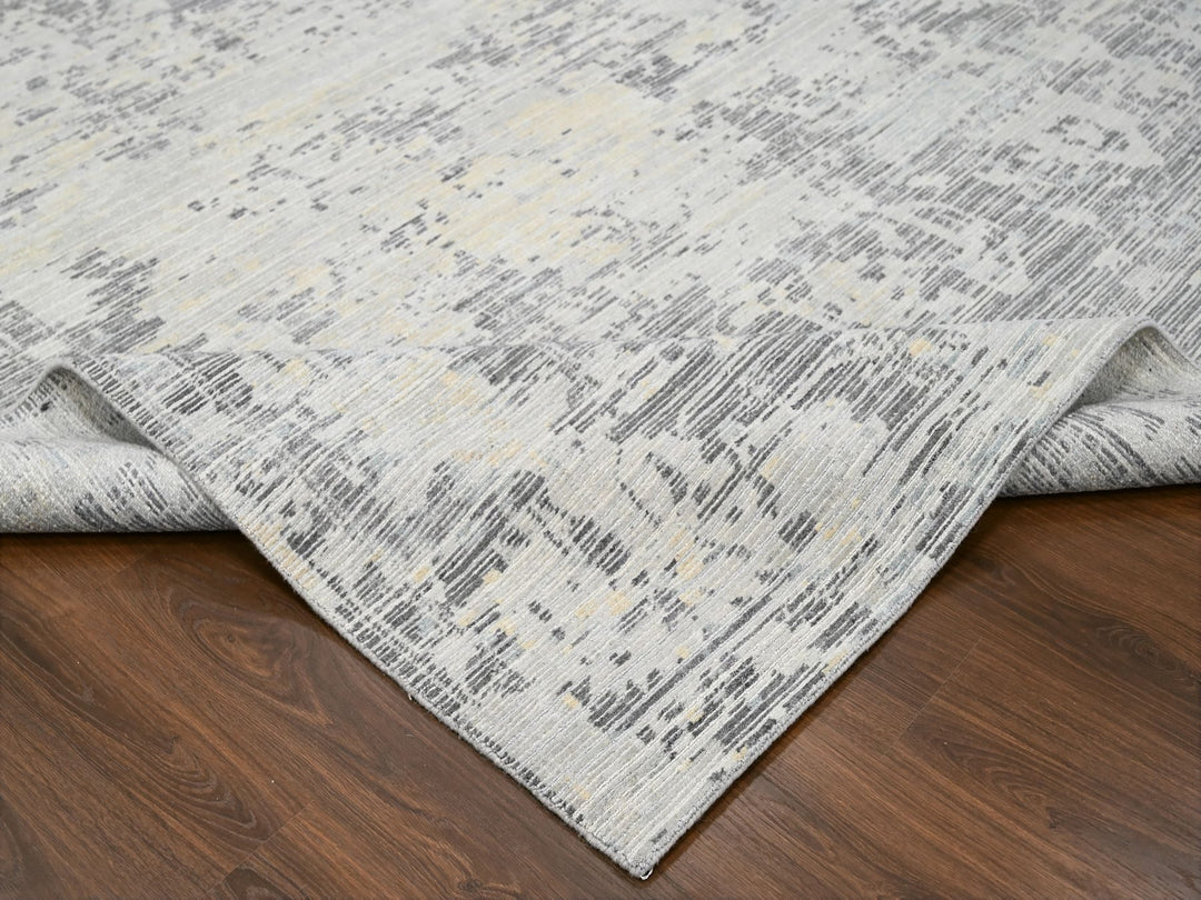 9'0" x 11'10" New Hand Knotted Ivory Wool Rectangle Oriental Rug - MOA10284579