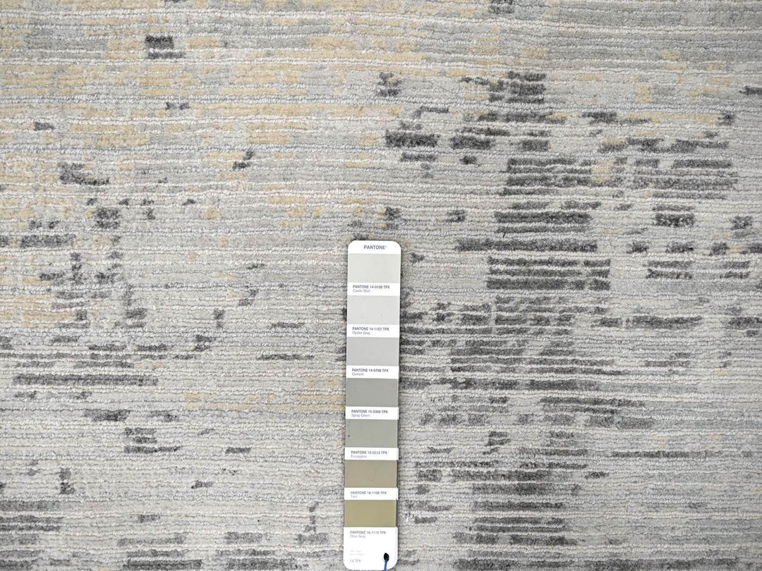 9'0" x 11'10" New Hand Knotted Ivory Wool Rectangle Oriental Rug - MOA10284579