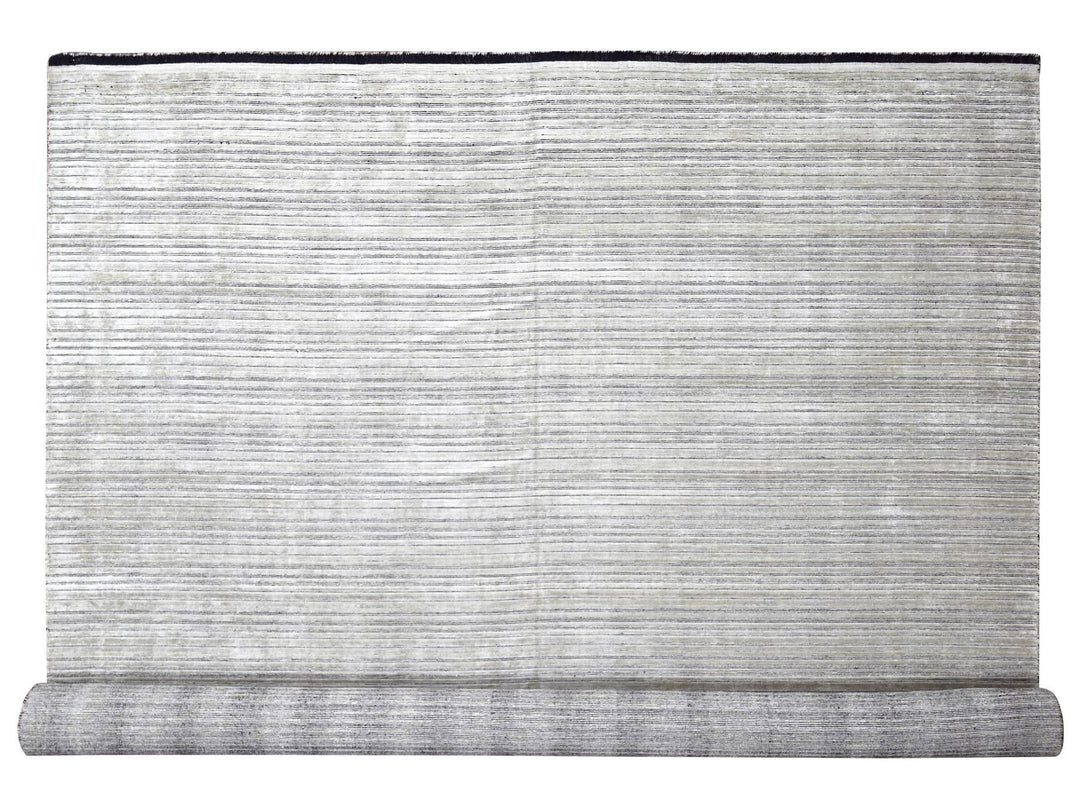 12'0" x 18'1" New Hand Loomed Brown Wool and Plant based Silk Rectangle Oriental Rug - MOA10284580