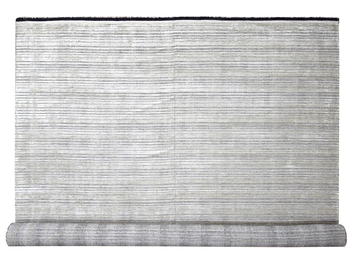 12'0" x 18'1" New Hand Loomed Brown Wool and Plant based Silk Rectangle Oriental Rug - MOA10284580