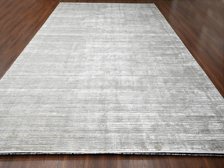 12'0" x 18'1" New Hand Loomed Brown Wool and Plant based Silk Rectangle Oriental Rug - MOA10284580