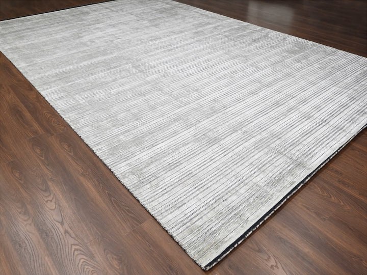 12'0" x 18'1" New Hand Loomed Brown Wool and Plant based Silk Rectangle Oriental Rug - MOA10284580