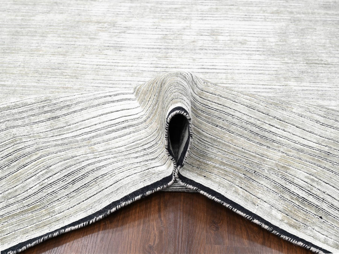 12'0" x 18'1" New Hand Loomed Brown Wool and Plant based Silk Rectangle Oriental Rug - MOA10284580