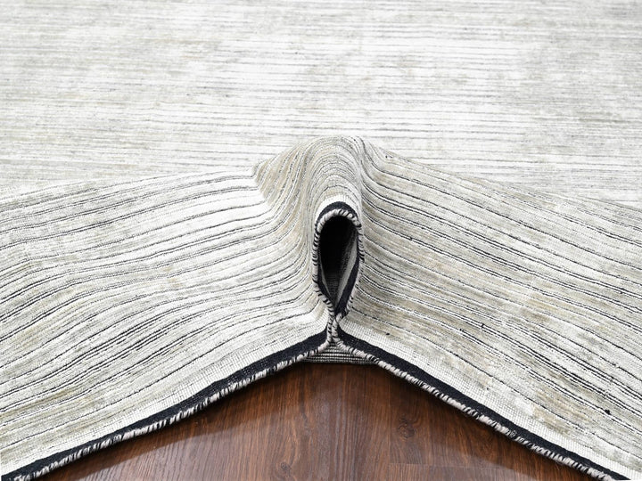 12'0" x 18'1" New Hand Loomed Brown Wool and Plant based Silk Rectangle Oriental Rug - MOA10284580