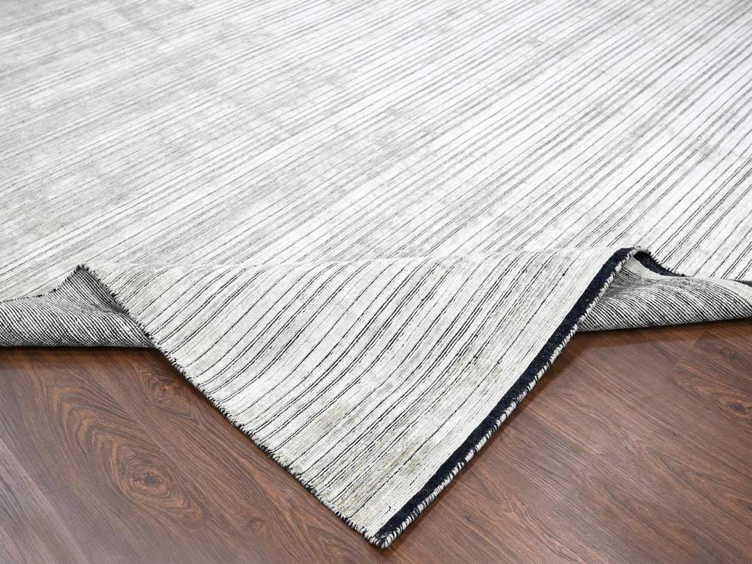 12'0" x 18'1" New Hand Loomed Brown Wool and Plant based Silk Rectangle Oriental Rug - MOA10284580