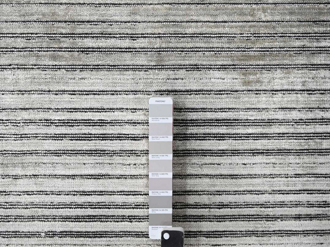 12'0" x 18'1" New Hand Loomed Brown Wool and Plant based Silk Rectangle Oriental Rug - MOA10284580