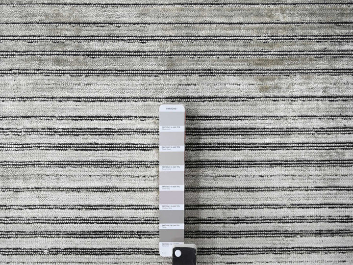 12'0" x 18'1" New Hand Loomed Brown Wool and Plant based Silk Rectangle Oriental Rug - MOA10284580