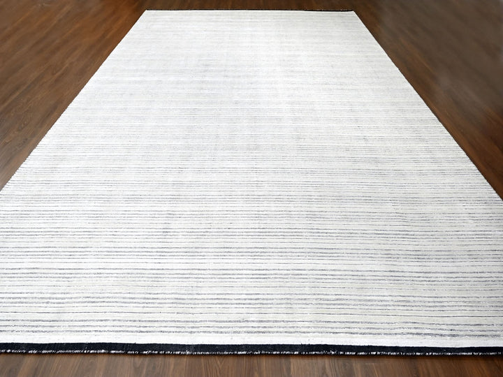 11'11" x 18'1" New Hand Loomed Ivory Wool and Plant based Silk Rectangle Oriental Rug - MOA10284582