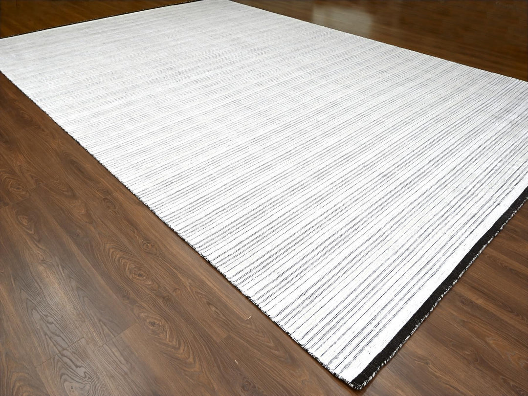 11'11" x 18'1" New Hand Loomed Ivory Wool and Plant based Silk Rectangle Oriental Rug - MOA10284582