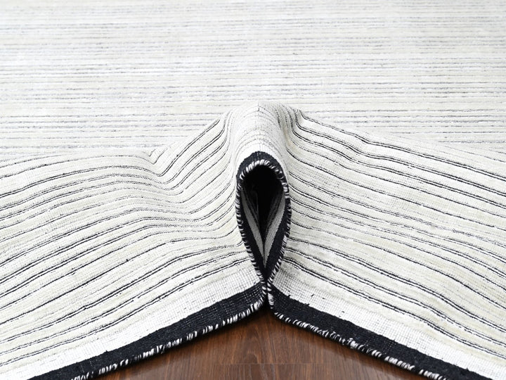 11'11" x 18'1" New Hand Loomed Ivory Wool and Plant based Silk Rectangle Oriental Rug - MOA10284582