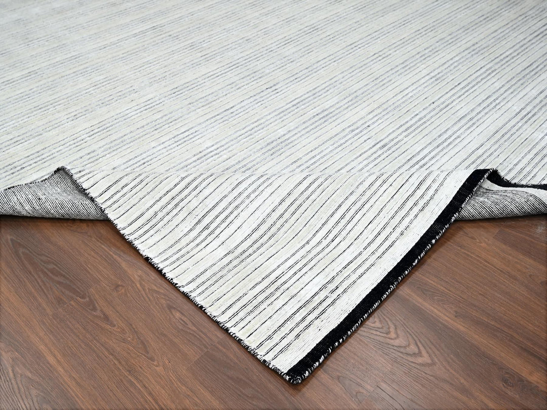 11'11" x 18'1" New Hand Loomed Ivory Wool and Plant based Silk Rectangle Oriental Rug - MOA10284582