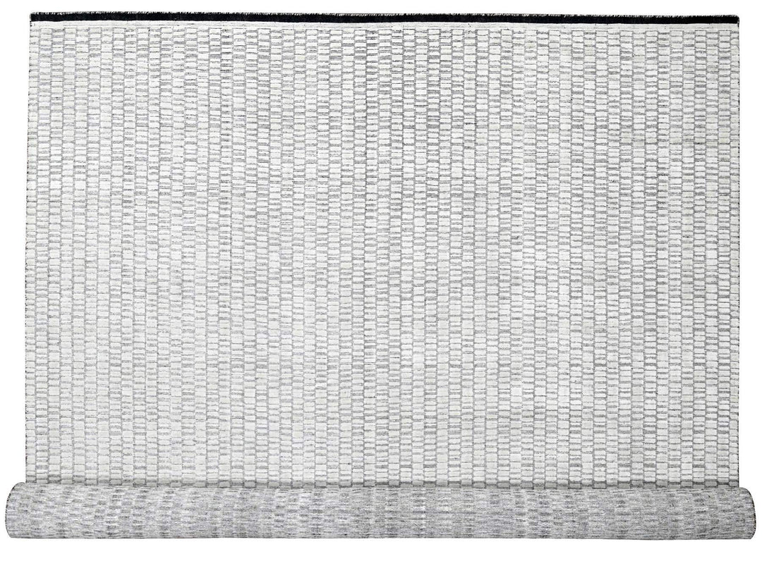 12'2" x 18'0" New Hand Loomed Ivory Wool and Plant based Silk Rectangle Oriental Rug - MOA10284586