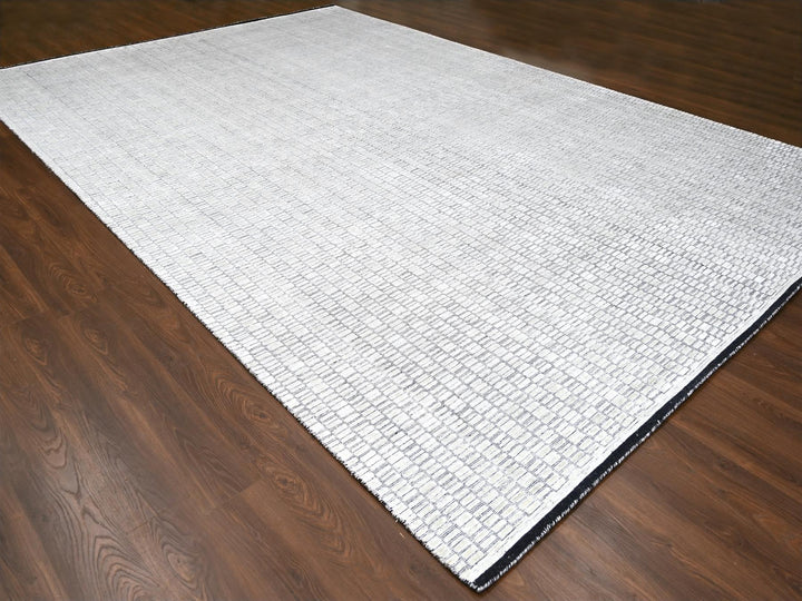 12'2" x 18'0" New Hand Loomed Ivory Wool and Plant based Silk Rectangle Oriental Rug - MOA10284586