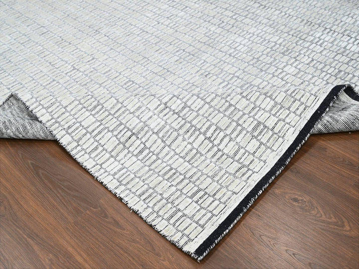 12'2" x 18'0" New Hand Loomed Ivory Wool and Plant based Silk Rectangle Oriental Rug - MOA10284586