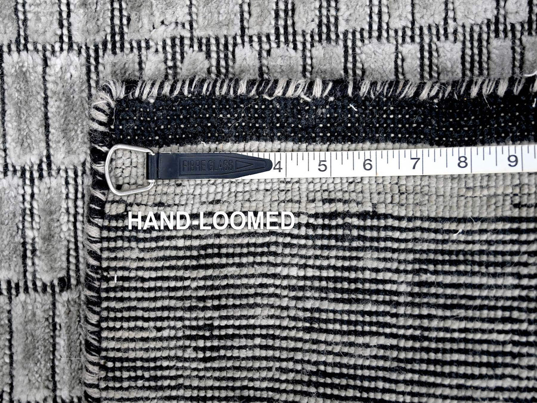 2'0" x 3'0" New Hand Loomed Grey Wool and Plant based Silk Rectangle Oriental Rug - MOA10284617