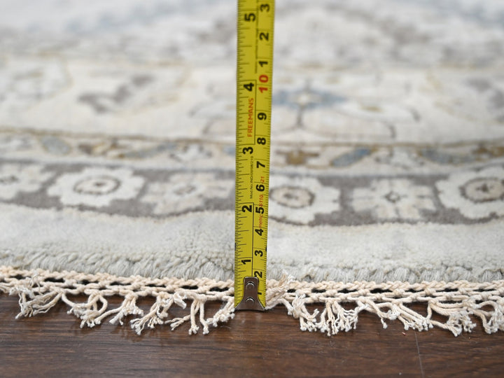 12'0" x 12'0" New Hand Knotted Grey Wool Round Oriental Rug - MOA10284762