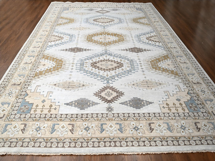 12'1" x 18'0" New Hand Knotted Grey Wool Rectangle Oriental Rug - MOA10284844