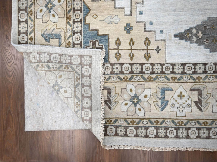 12'1" x 18'0" New Hand Knotted Grey Wool Rectangle Oriental Rug - MOA10284844