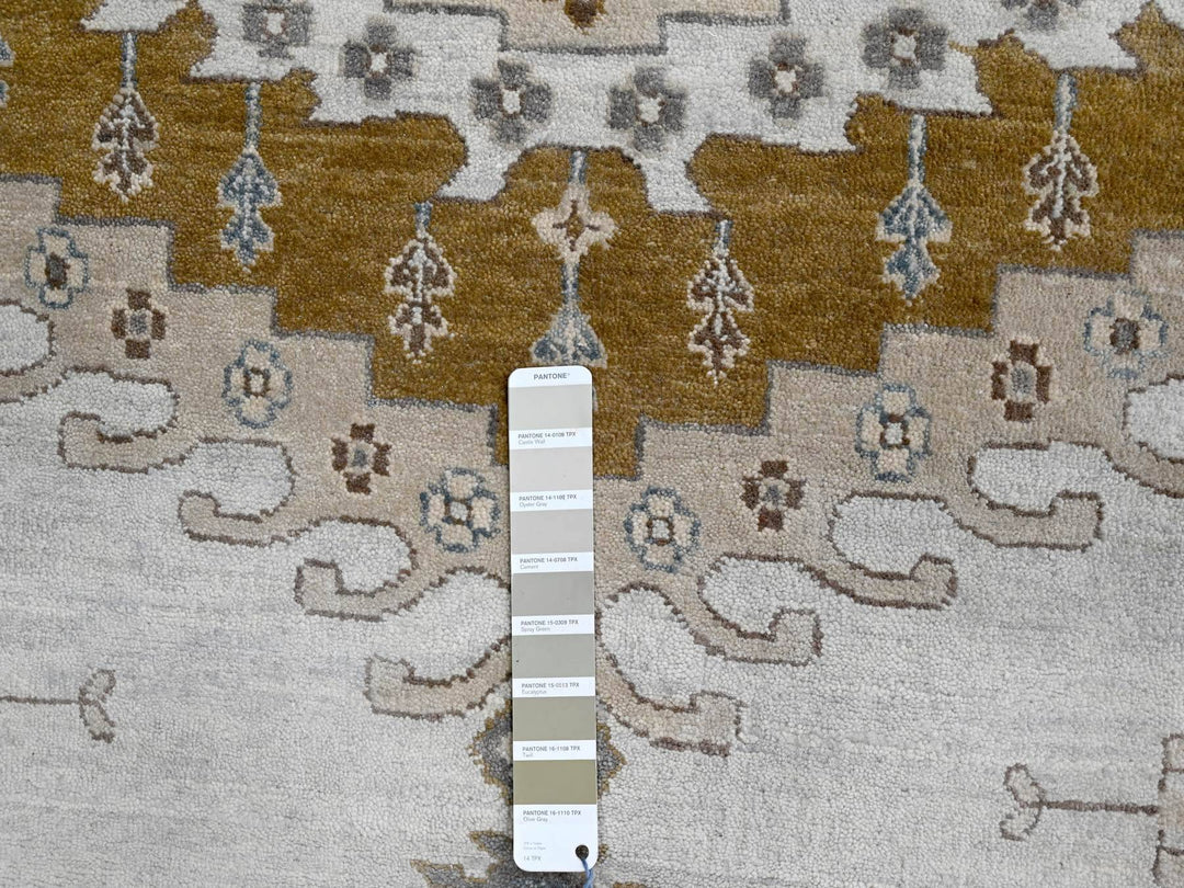 13'7" x 13'10" New Hand Knotted Grey Wool Square Oriental Rug - MOA10284860