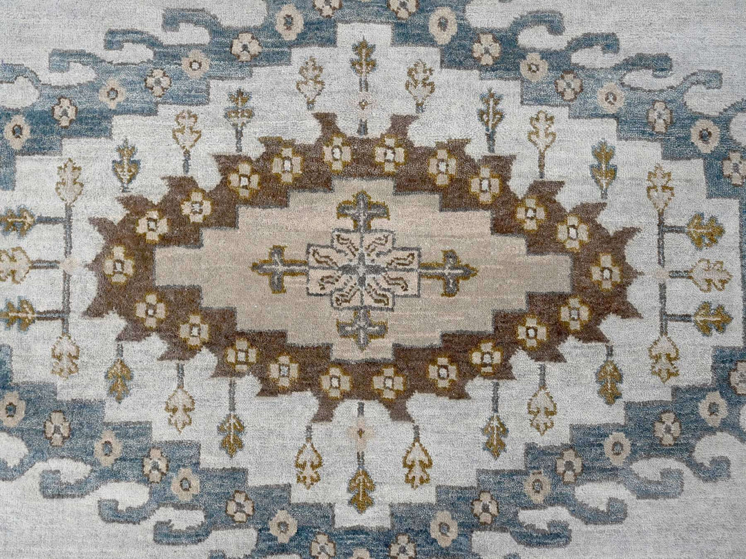 13'7" x 13'10" New Hand Knotted Grey Wool Square Oriental Rug - MOA10284860