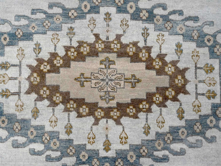 13'7" x 13'10" New Hand Knotted Grey Wool Square Oriental Rug - MOA10284860