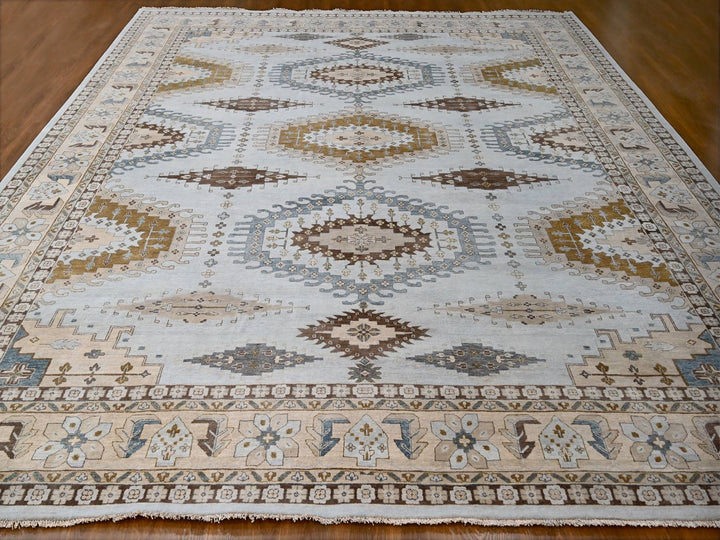 13'11" x 17'10" New Hand Knotted Grey Wool Rectangle Oriental Rug - MOA10284924