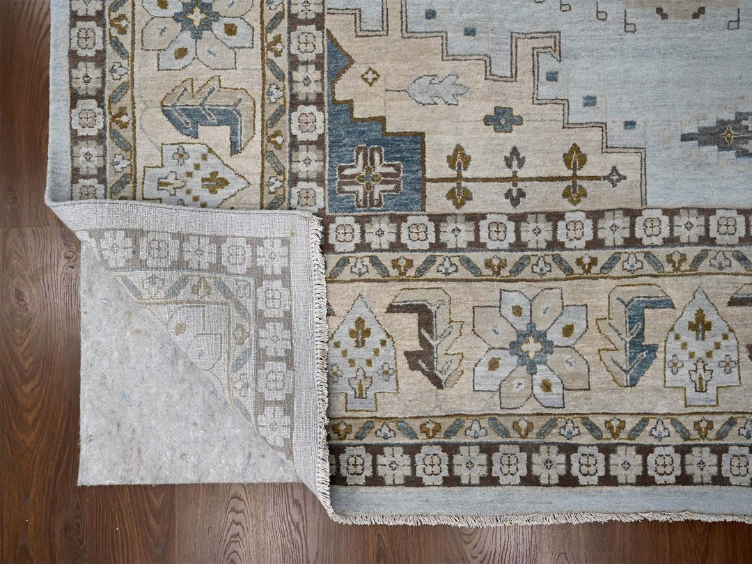 13'11" x 17'10" New Hand Knotted Grey Wool Rectangle Oriental Rug - MOA10284924