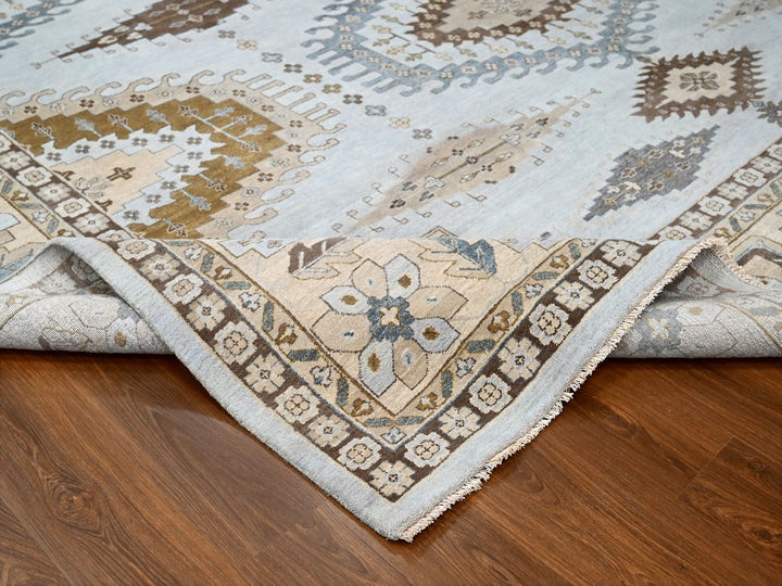 13'11" x 17'10" New Hand Knotted Grey Wool Rectangle Oriental Rug - MOA10284924