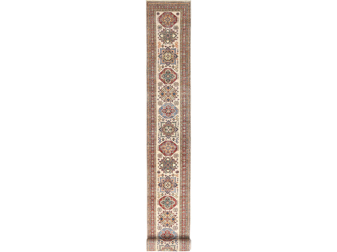 2'9" x 35'8" New Hand Knotted Ivory Wool Runner Oriental Rug - MOA10285291